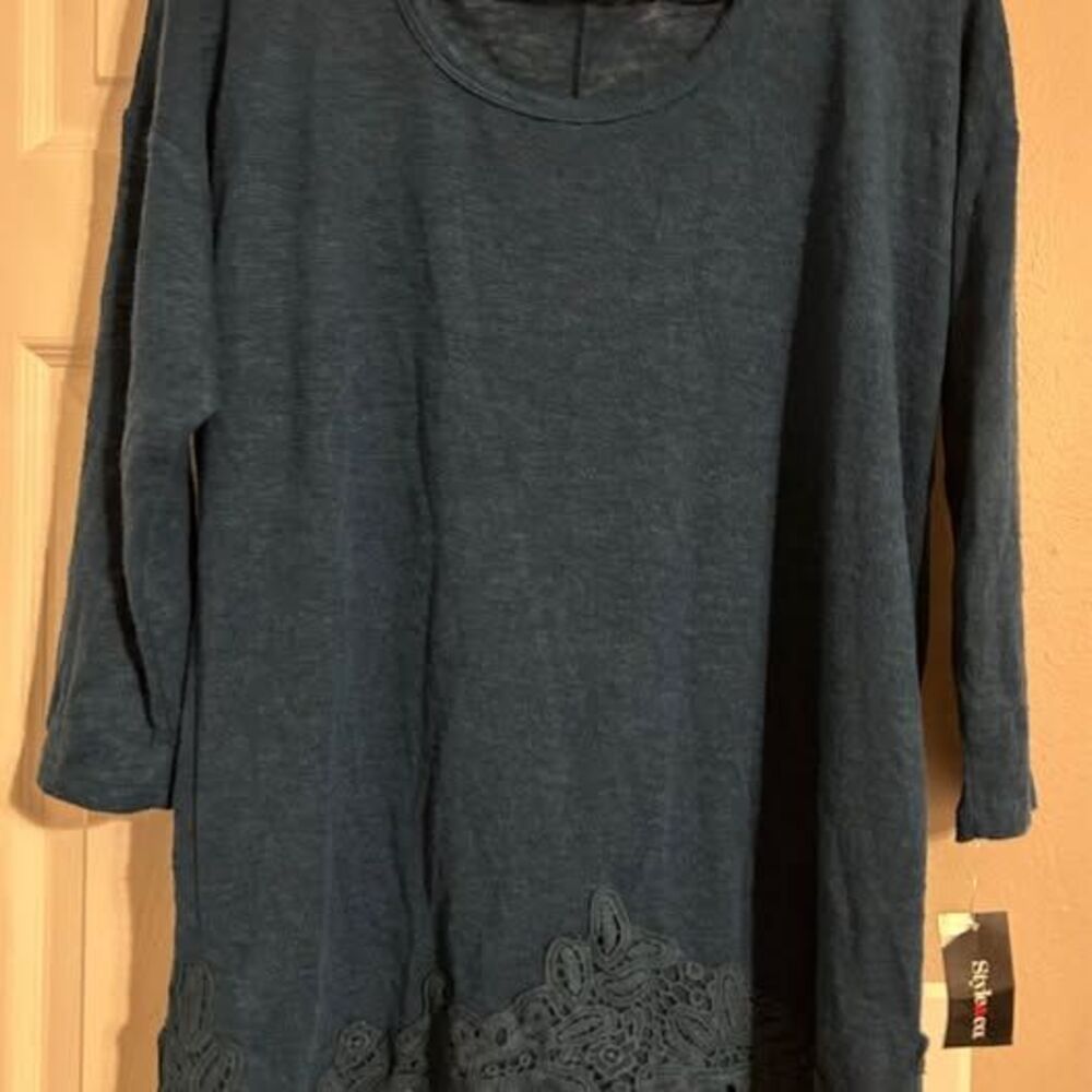 NEW Style & Co. Teal Lace Trim Top - Size Medium